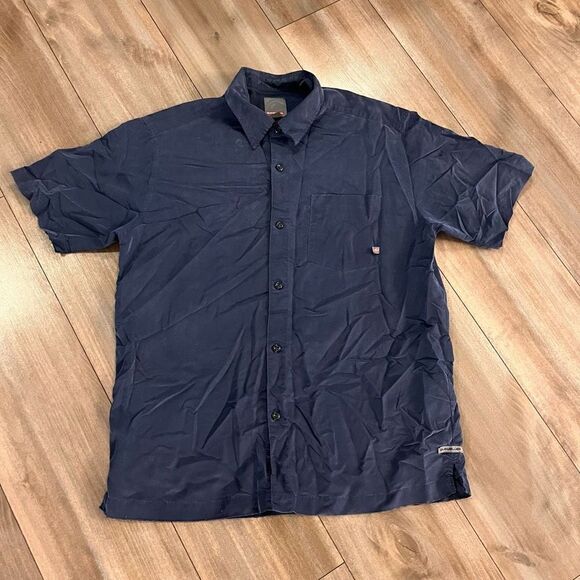 Vintage Quiksilver‎ Navy Short Sleeve Striped Buttonup Men Small P-200 - Picture 1 of 5